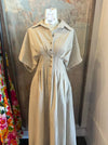 Striped Button Down Shirt Dress with Pockets