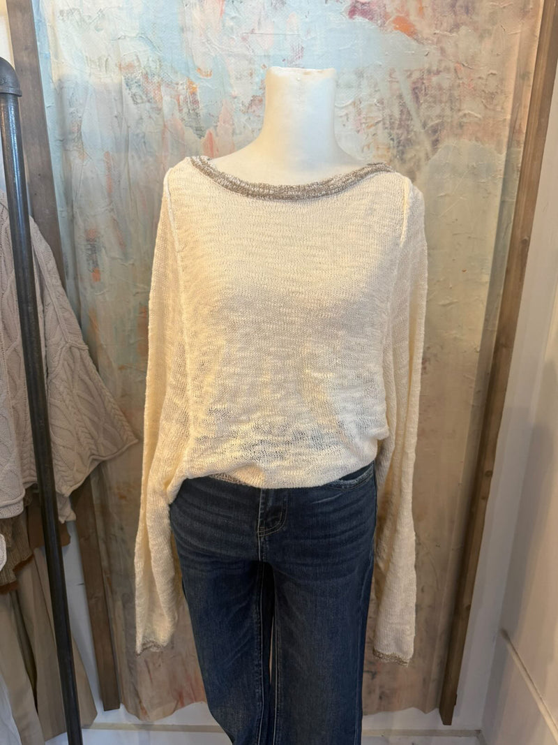 Lightweight Batwing Cream Top