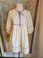 Babydoll Piping Cream Dress with Pockets