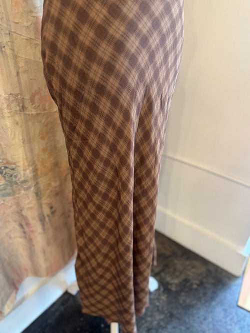 Plaid High Waist Midi Skirt