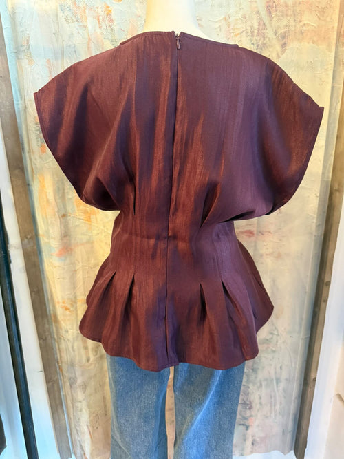 Shiny Detail Peplum Top