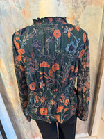 Dark Green Long Sleeve Smock Detail Top