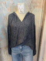 Dark Navy Print Long Sleeve Top