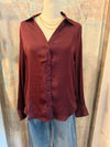 V Neck Shirt with Button Front Detail