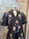 Navy Print Dress with Pockets and Button Detail