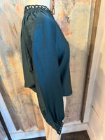 Dark Teal Neck Detail Long Sleeve Top
