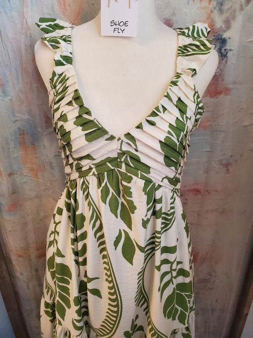 Flutter Sleeve Print Maxi Dress