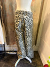 Contrast Line Detail Leopard  Print Jeans