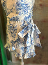 Floral Off White Blue Strapless Romper