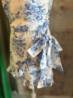 Floral Off White Blue Strapless Romper