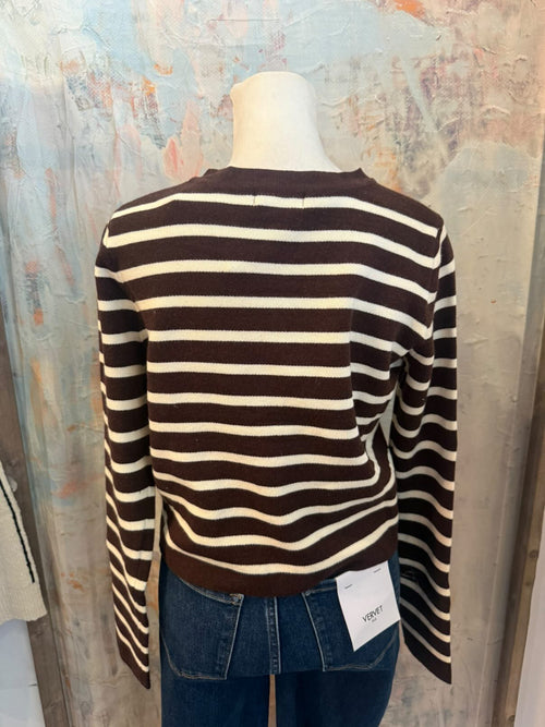 Stripe Gold Button Down Pocket Detail Cardigan