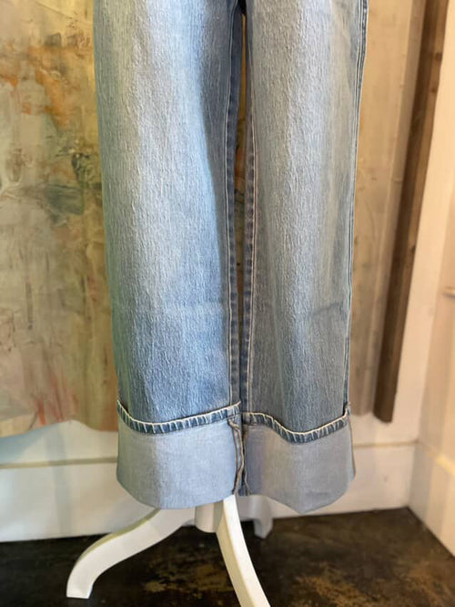 Super High Rise Cuffed Baggy Straight Denim