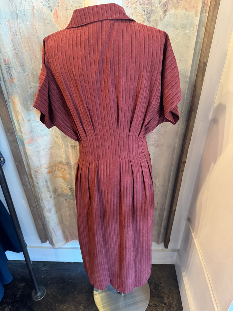 Short Sleeve Striped Maxi Button Down Dress