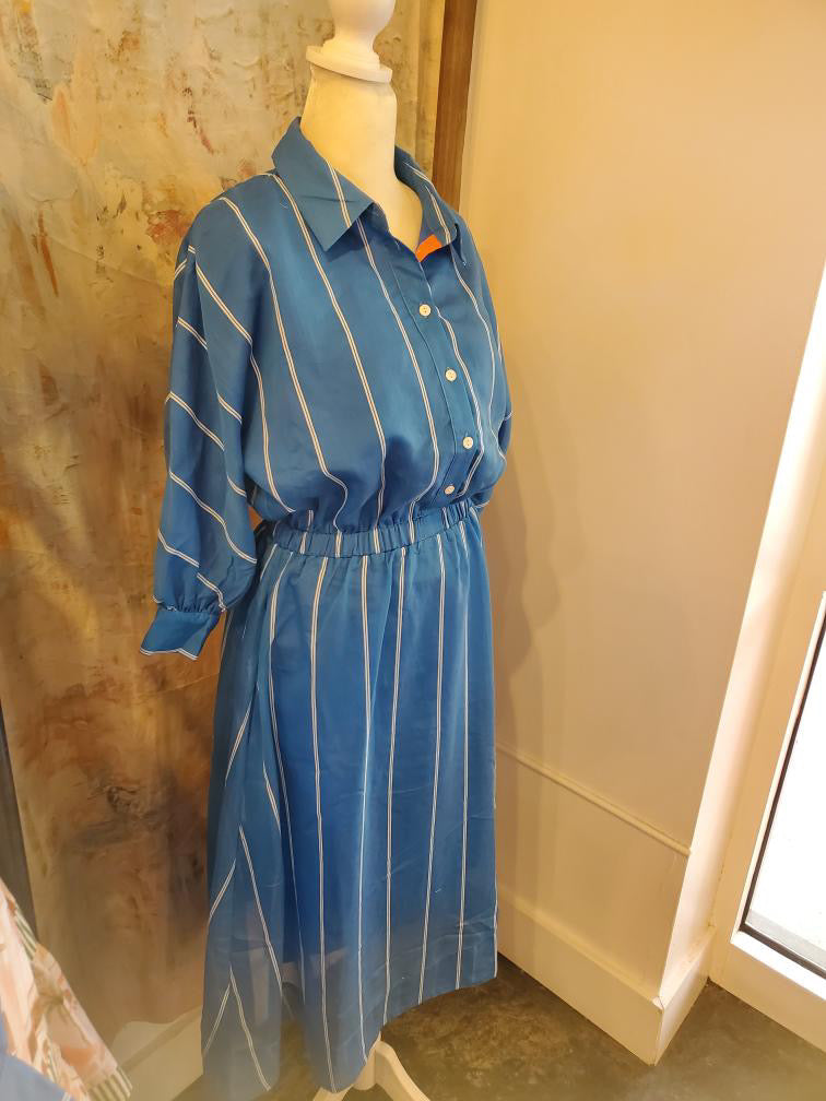 Short Sleeve Stripe Dress with Pockets