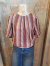 Stripe Ombre Short Bubble Sleeve Kit Top