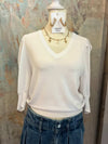 V Neck Puff Sleeve 3/4 Top