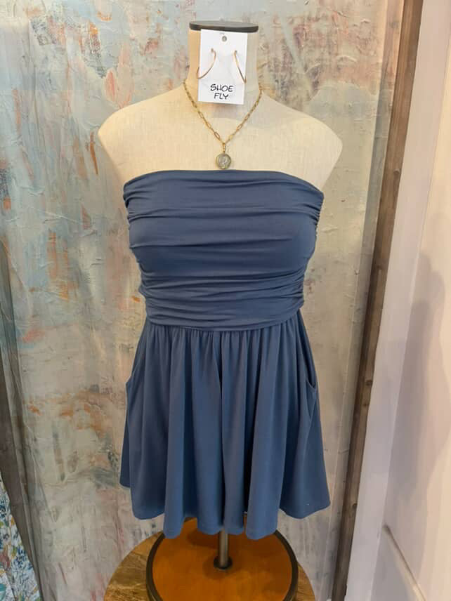 Shirring Detail Strapless Romper