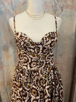 Spaghetti Strap Long Brown Multi Dress