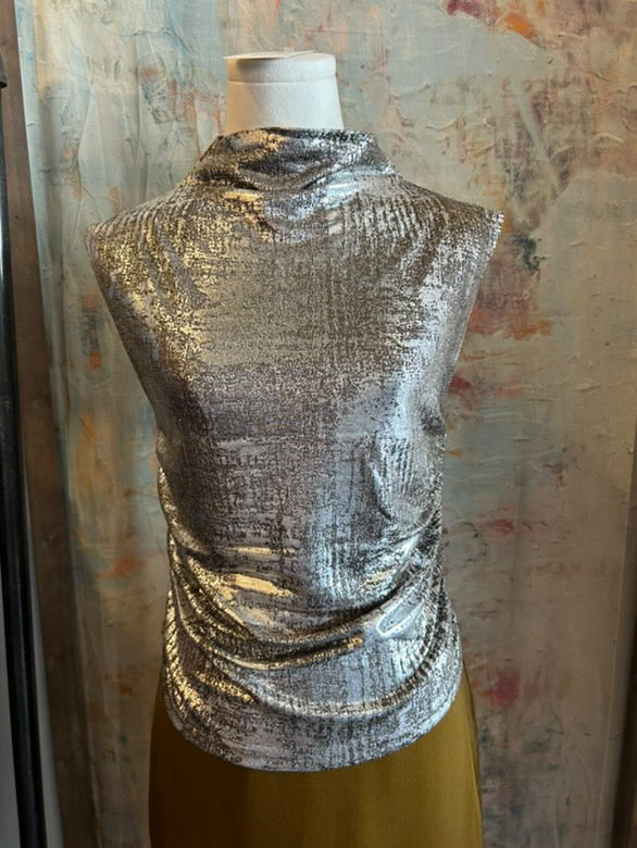 Taupe Silver Metallic Top