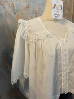 Short Sleeve Lace Trim Detail Ivory Top