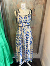 Tie Strap Blue Print Dress with Pockets