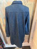 Denim Long Sleeve Half Button Dress