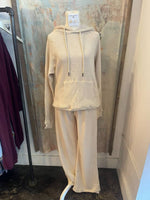 Waffle Knit Button Detail Elastic Band Pants