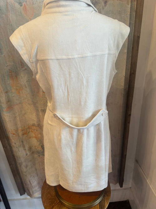 Sleeveless Faux Suede Button Detail Dress