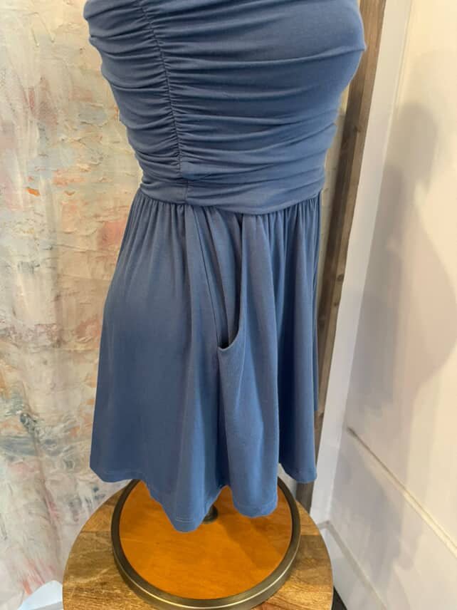 Shirring Detail Strapless Romper