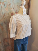 Short Sleeve Stripe Button Back Top