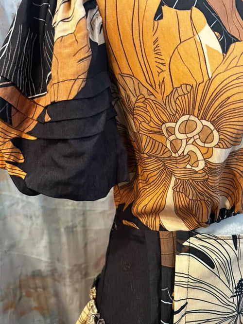 Black Floral Cut Out Dress