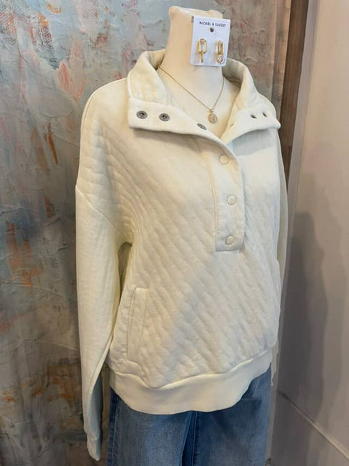 Cream Half Snap Pullover