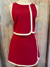 Crimson Top with Piping Detail