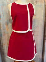 Crimson Top with Piping Detail