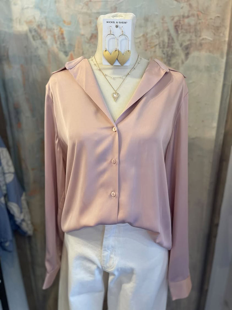 Button Down Satin Blouse