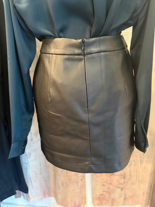 Faux Leather Two Pocket Skirt