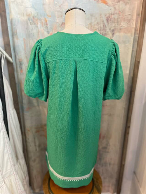 Embroidery Puff Sleeve Dress