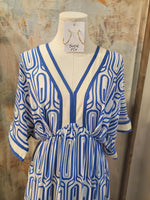 Print V Neck Midi Dress