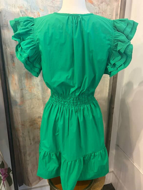 Smock Waist Flutter Dress