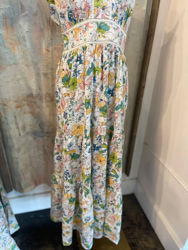 V Neck Flutter Sleeve Maxi Dress