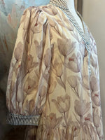 Border Print 3/4 Floral Dress with Pockets