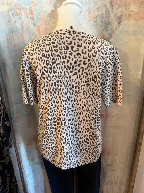 Animal Print Short Sleeve Sweater