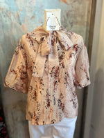 Short Sleeve Tie Neck Top