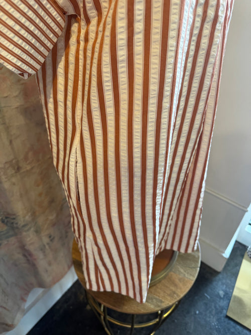 Short Sleeve Stripe Dress with Pockets__
