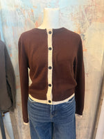 Brown Oatmeal Border Detail Sweater Top