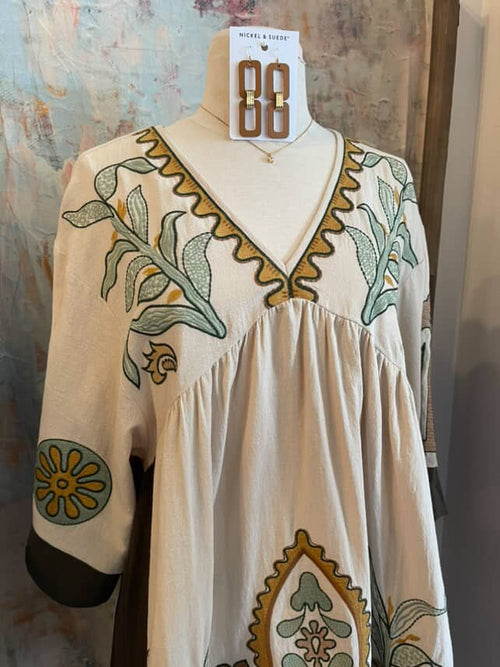 Embroidered Babydoll Dress