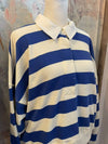 Blue Cream Stripe Top with Collar Detail