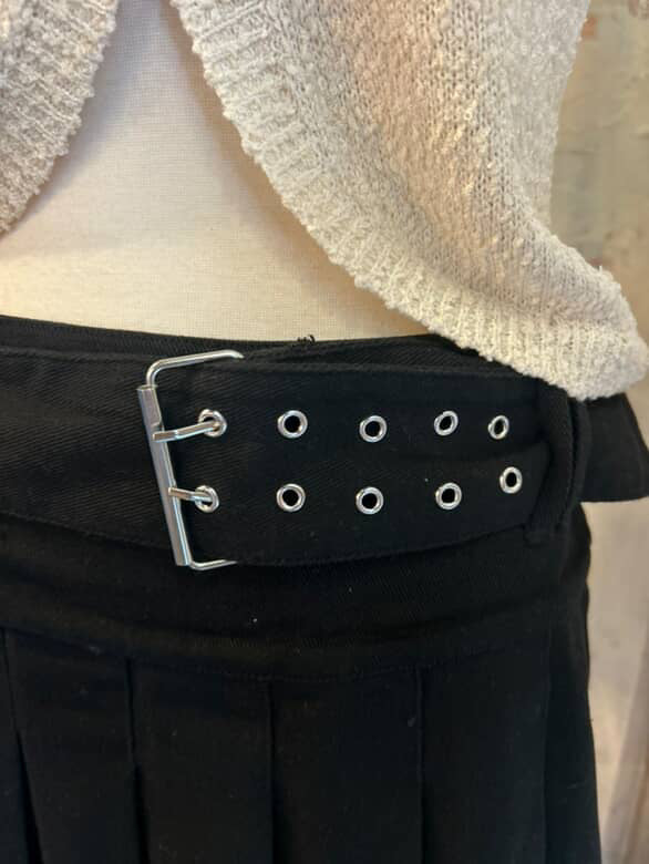 Black Pleat Belt Detail Skirt