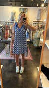 Top Stitch Detail Tie Shoulder Strap Eyelet Dress