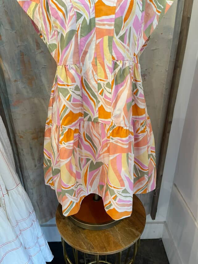 Tropical Print Poplin Dress